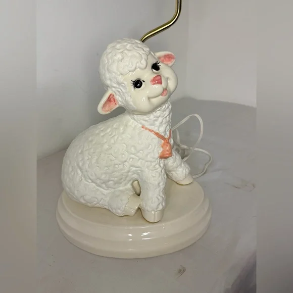 Vintage 1975 Byron Molds Large Ceramic Lamb Lamp 22”
